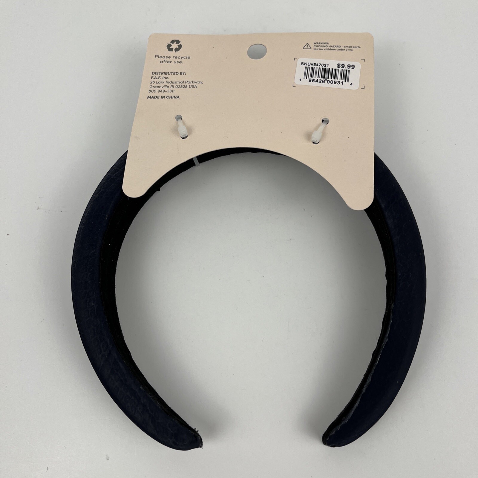 Hive & Co Faux Leather Headband Navy Blue Padded Snake Skin Texture