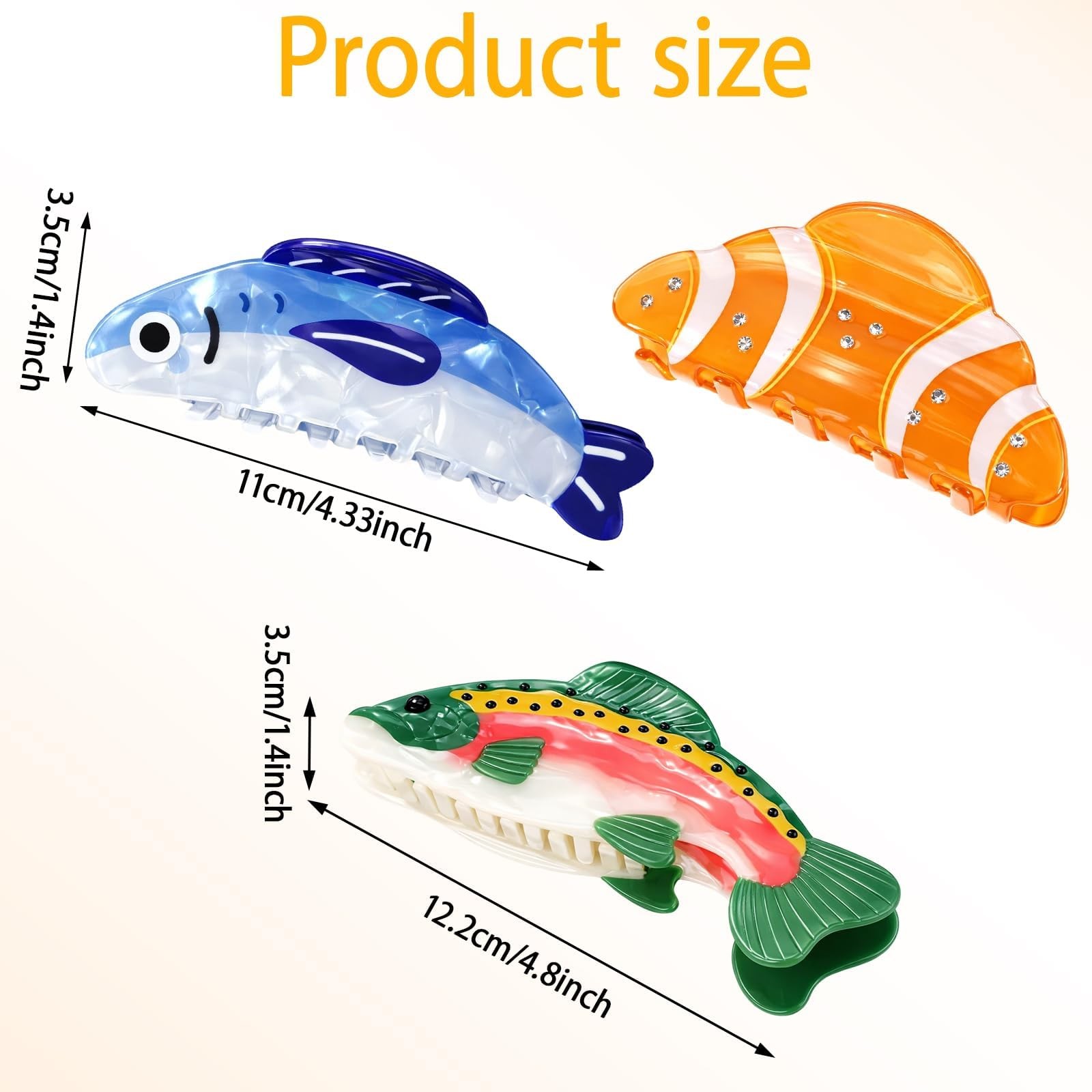 3PCS Novelty Hair Accessories for Women, Blue Fish 1 Count (Pack of 1),