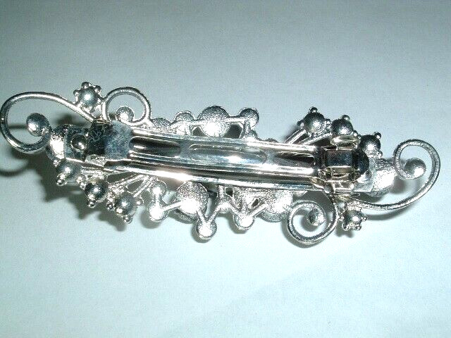 Black Pearl White Rhinestone Glitter Hair Barrette NWT