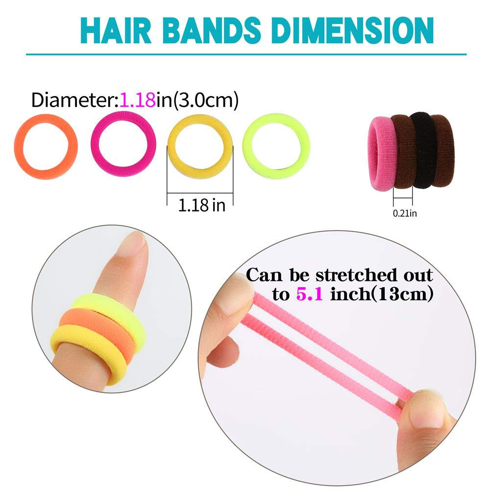 120 Pcs Cotton Hair Ties Toddler Kids Multicolor Elastic Bands Seamless Set 15Pk