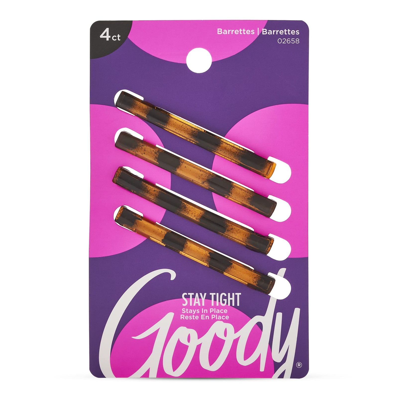 Stay Tight Hair Barrettes 4 Ct Mock Tort SlideProof Flat Clips Versatile Styling