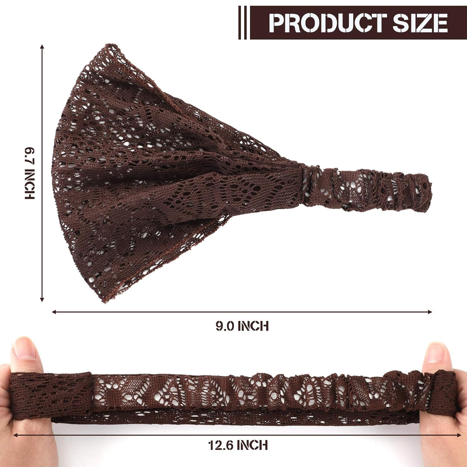 6 Pieces Lace Headbands for Women Crochet Head Wrap Elastic Elegant Bohemian Vin
