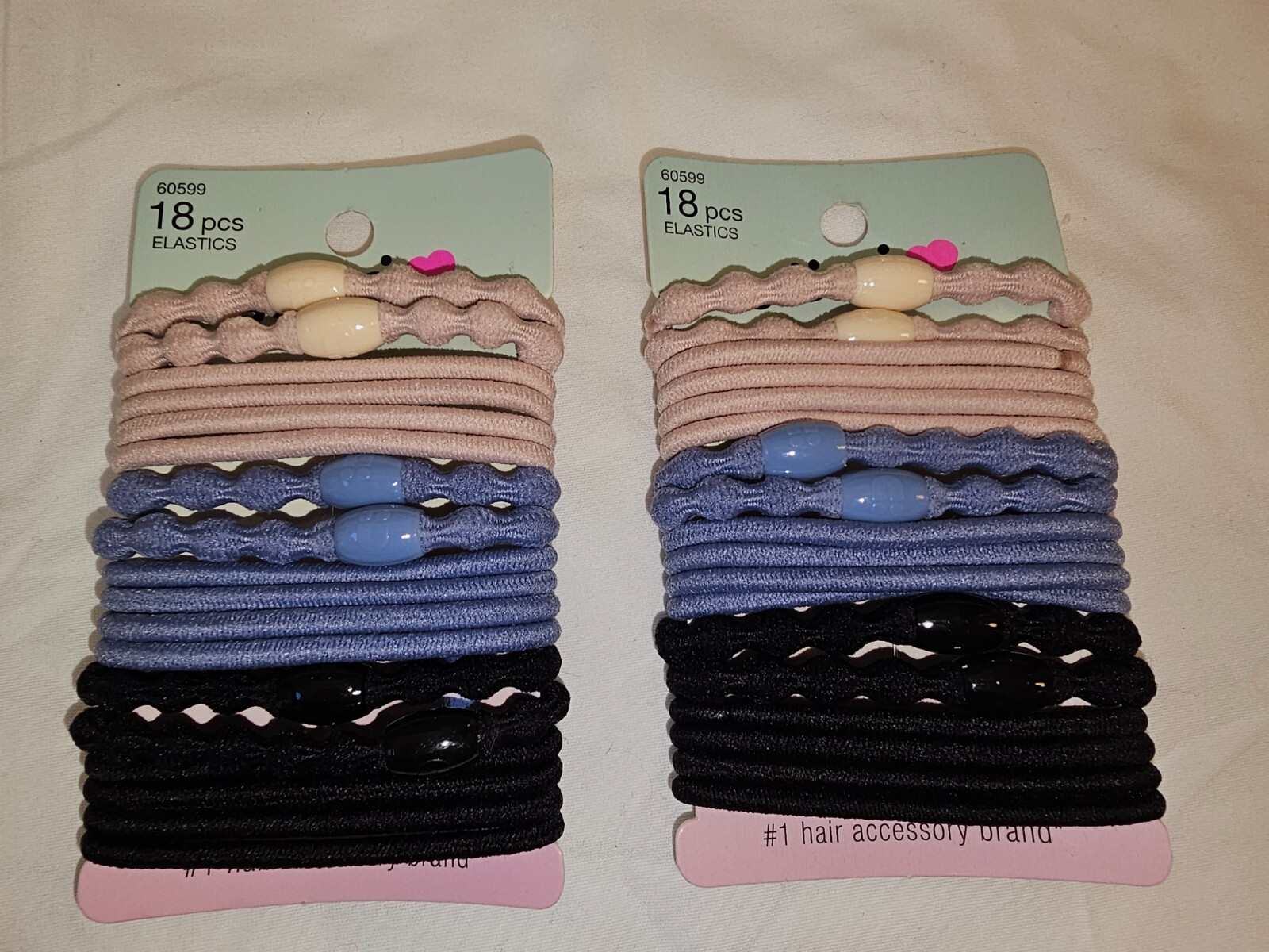 Scunci Elastics Beaded Tan Blue & Black 36 Pieces 2 Packs #60599 NEW