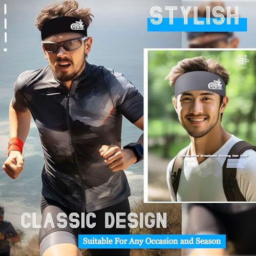 Headbands for Men Women 3pcs Sports Sweatbands Workout Running Sweat Bands Top