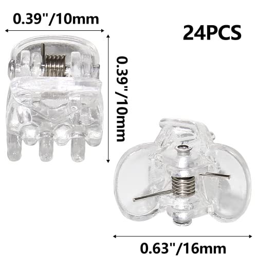 BokWin 24 Pcs Mini Claw Hair Clips,10mm/0.39 Inch Plastic Hair Claw Clear