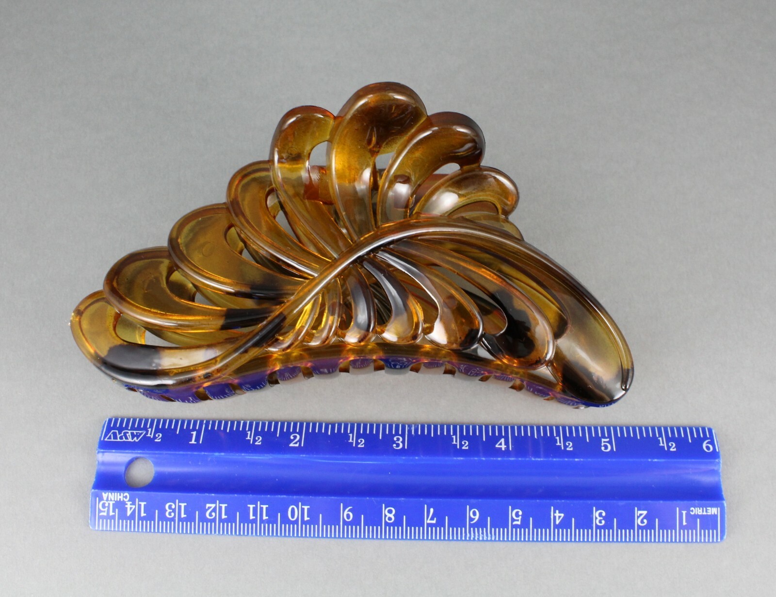 Brown Dk Brown plastic 4.75″ long barrette Big Huge hair clip claw clamp cutout