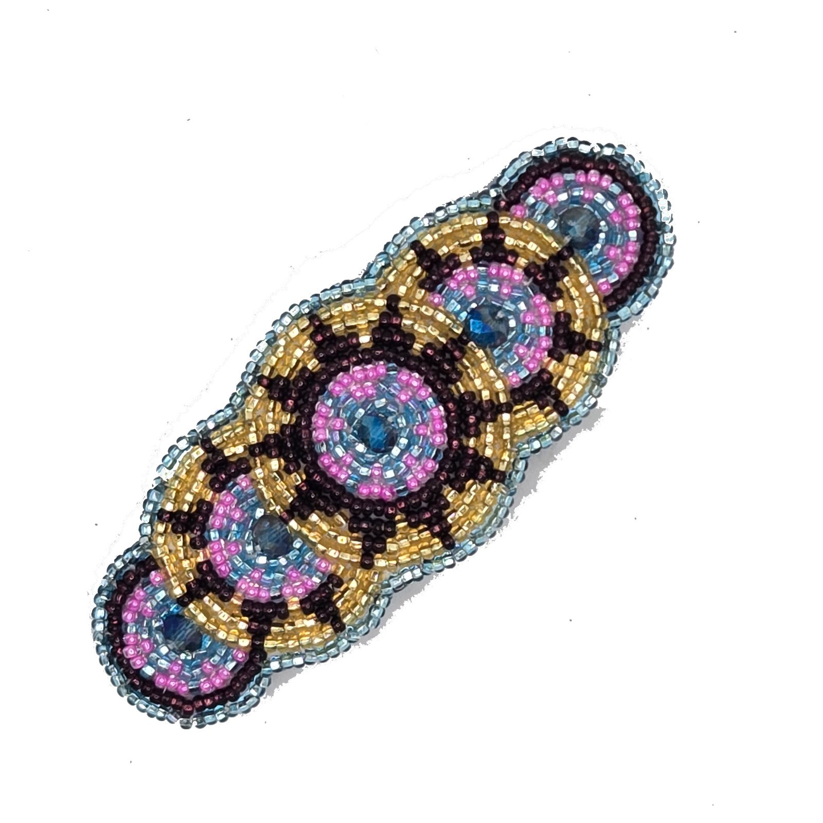 Beaded Hair Barrette Hair Clip Random Color Handmade Hair Accessory Oval Shape