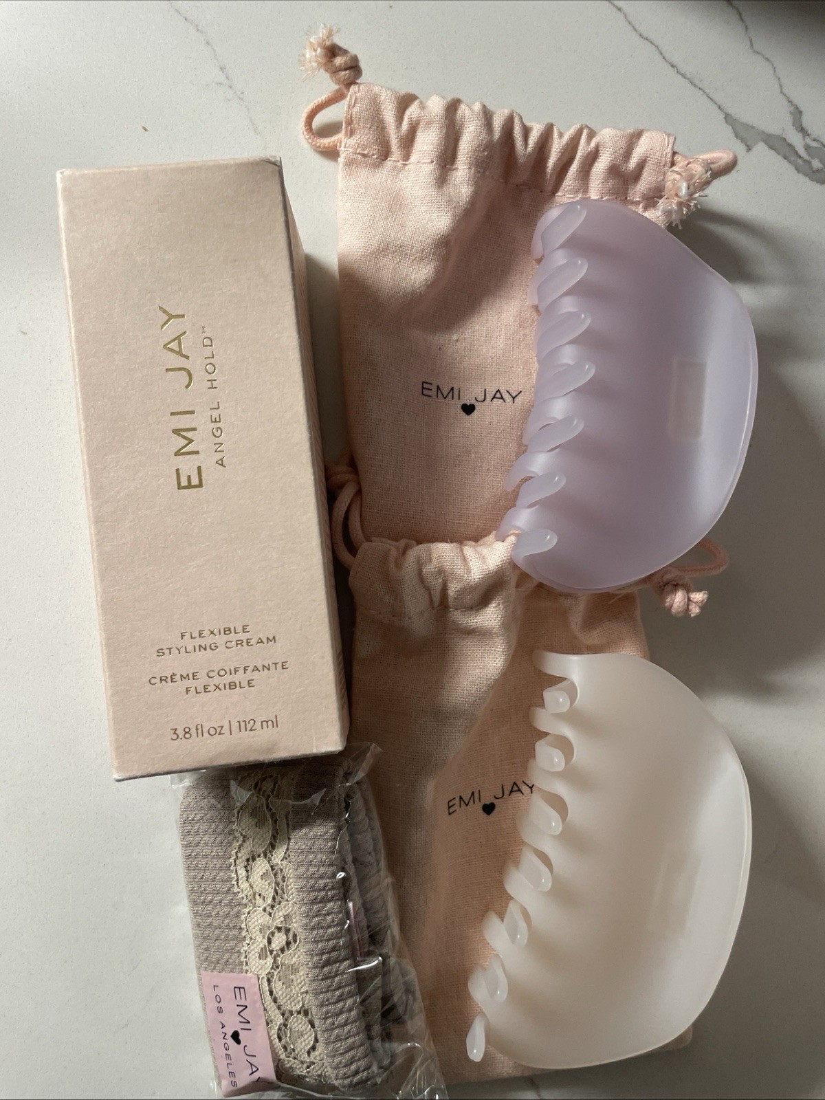 Emi Jay Set 2 Half Moon Clips, Angel Hold Styling Cream & Headband Retails $116