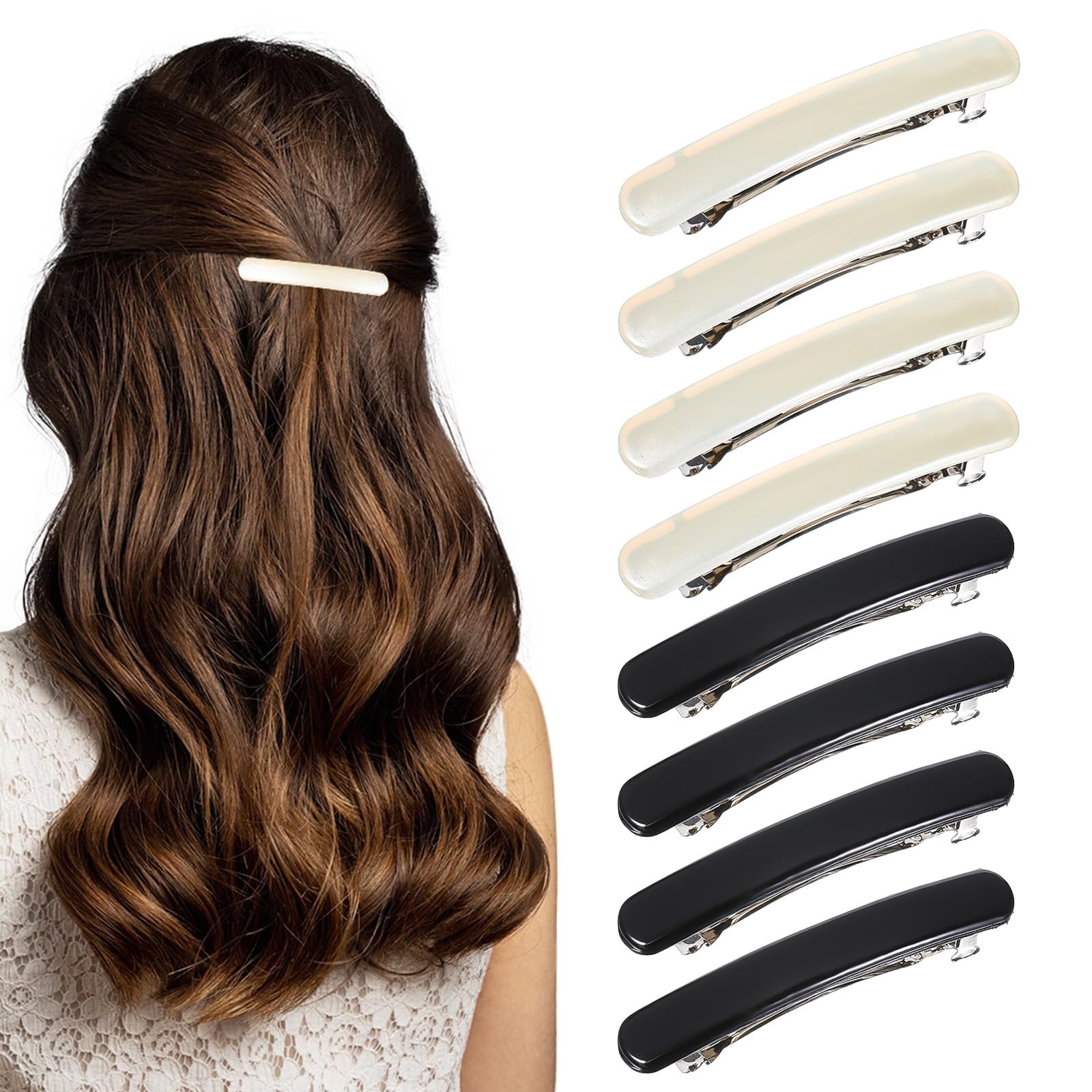 Heclia Small Hair Barrettes for Women 8 PCS French Tortoise Shell Hair Clips …