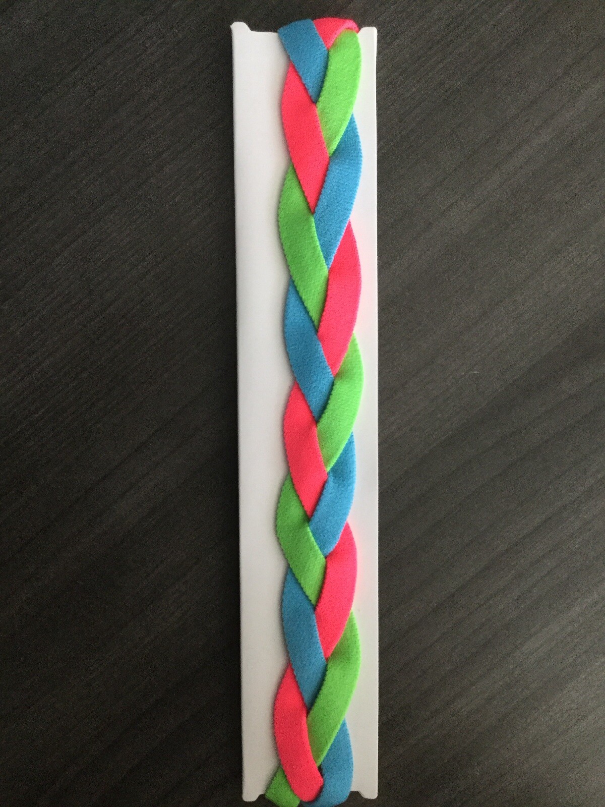 Braided Headband. Neon Green, Teal & Orange. One Size Fits Most.