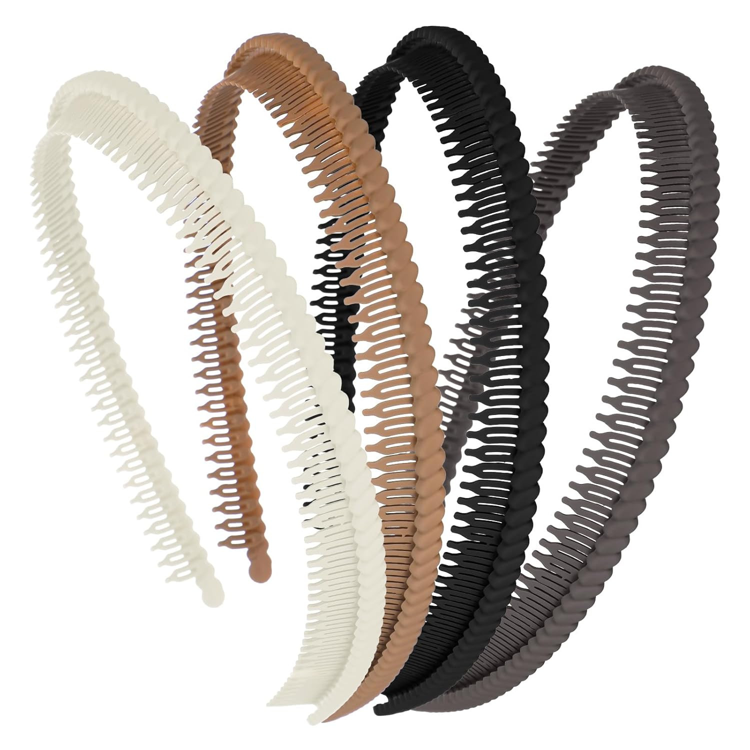 4 Pcs Headbands with Teeth for Women, Plastic Headbands Comfortable Non-Slip Too