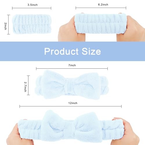 12 PCS Makeup Headband for Women Wrist Washband Pink, Purple, Blue, Green