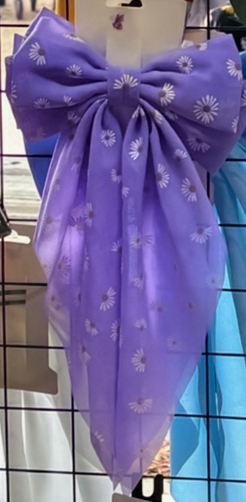 Purple White Organza Floral Bow Hair Accessory Women Teens Casual