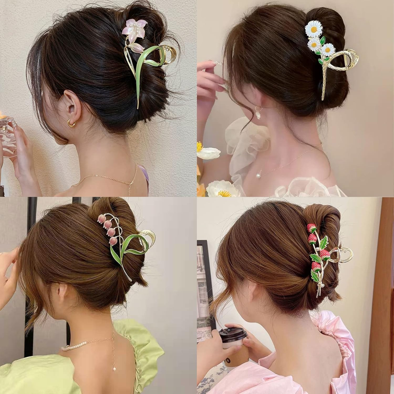 6 Pcs Hair Claw Clips for Women, Large Strong Metal Butterfly Hair Clips Flower