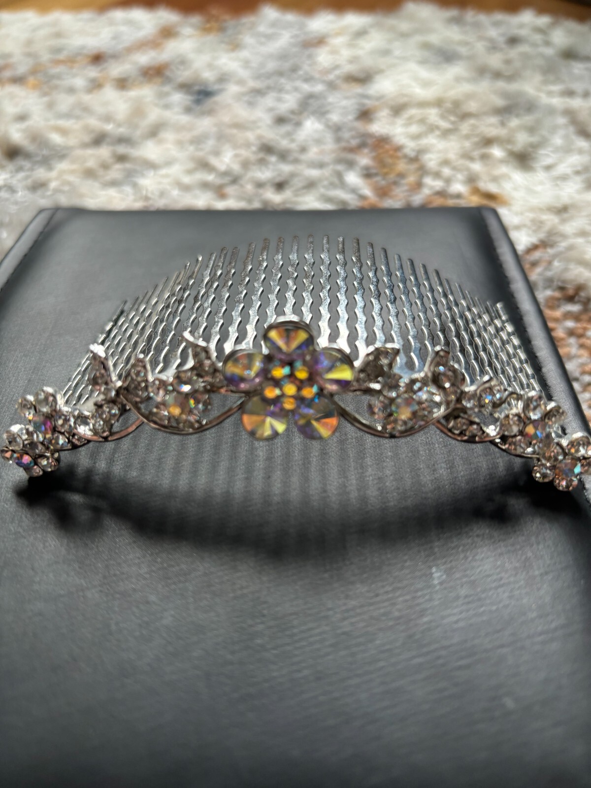 Swarovski Crystal Silver Clear Hair Comb Elegant Bridal Wedding Prom
