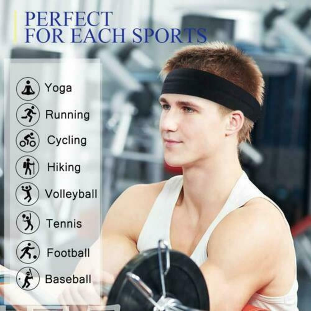 Gym No-Slip Sweatband Yoga Running Cycling Stretch Sports Hairband for Men Women