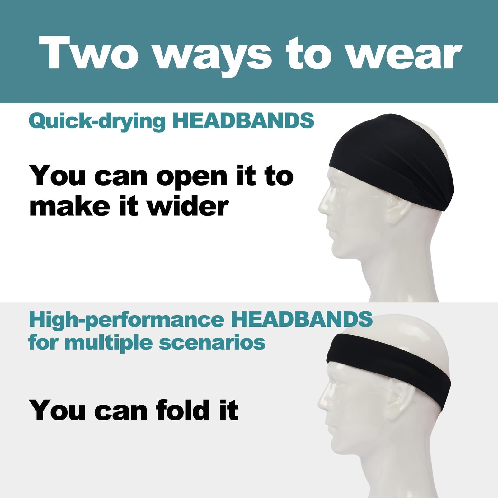 Running Headbands for Men（4 or 6 Pack Mens Stretchy Headband for FootballCycl…