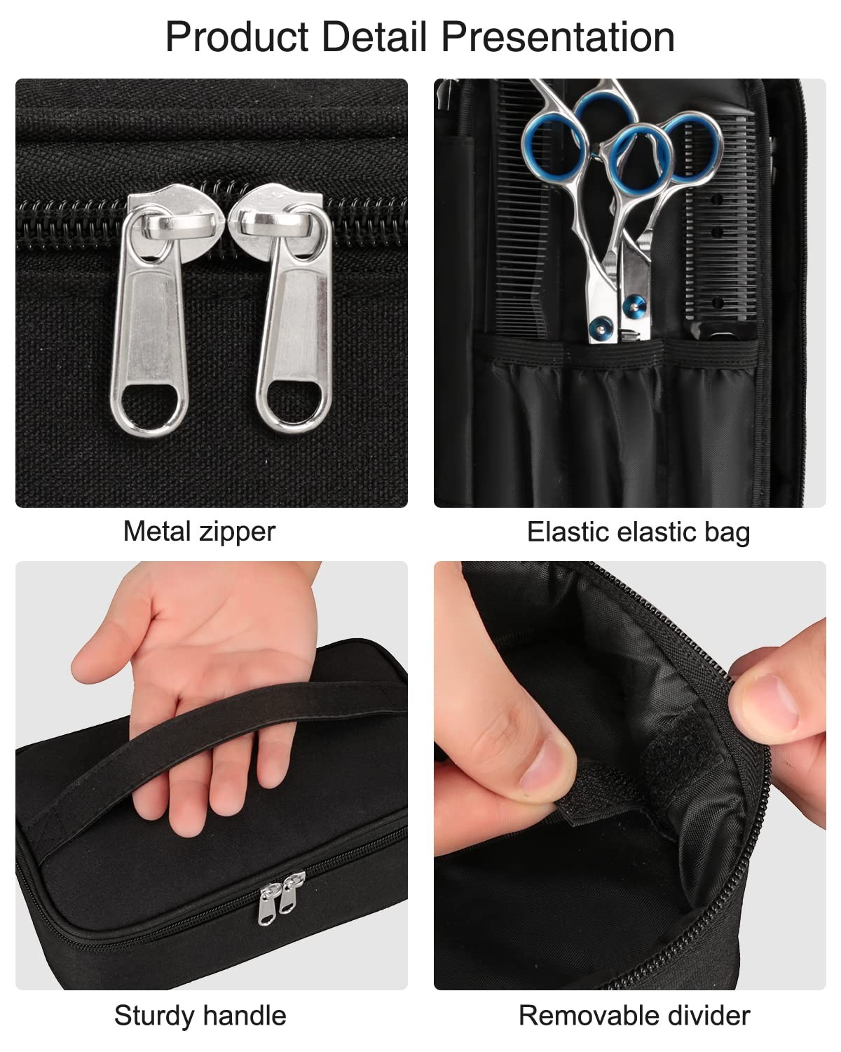 Meiiy Barber Tool Bag, Hair Clipper Bag Cutting 9x5x2.8 inches, Black-s
