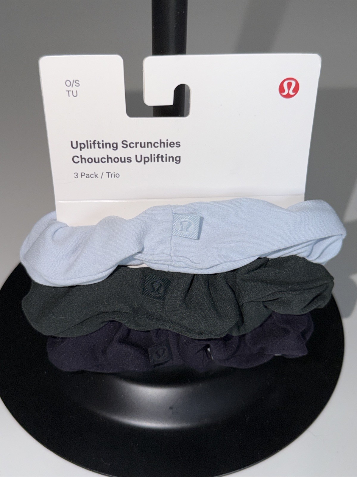 Lululemon Uplifting Scrunchies 3 Pack Hair Ties Black, Green, Light Blue – NewWT