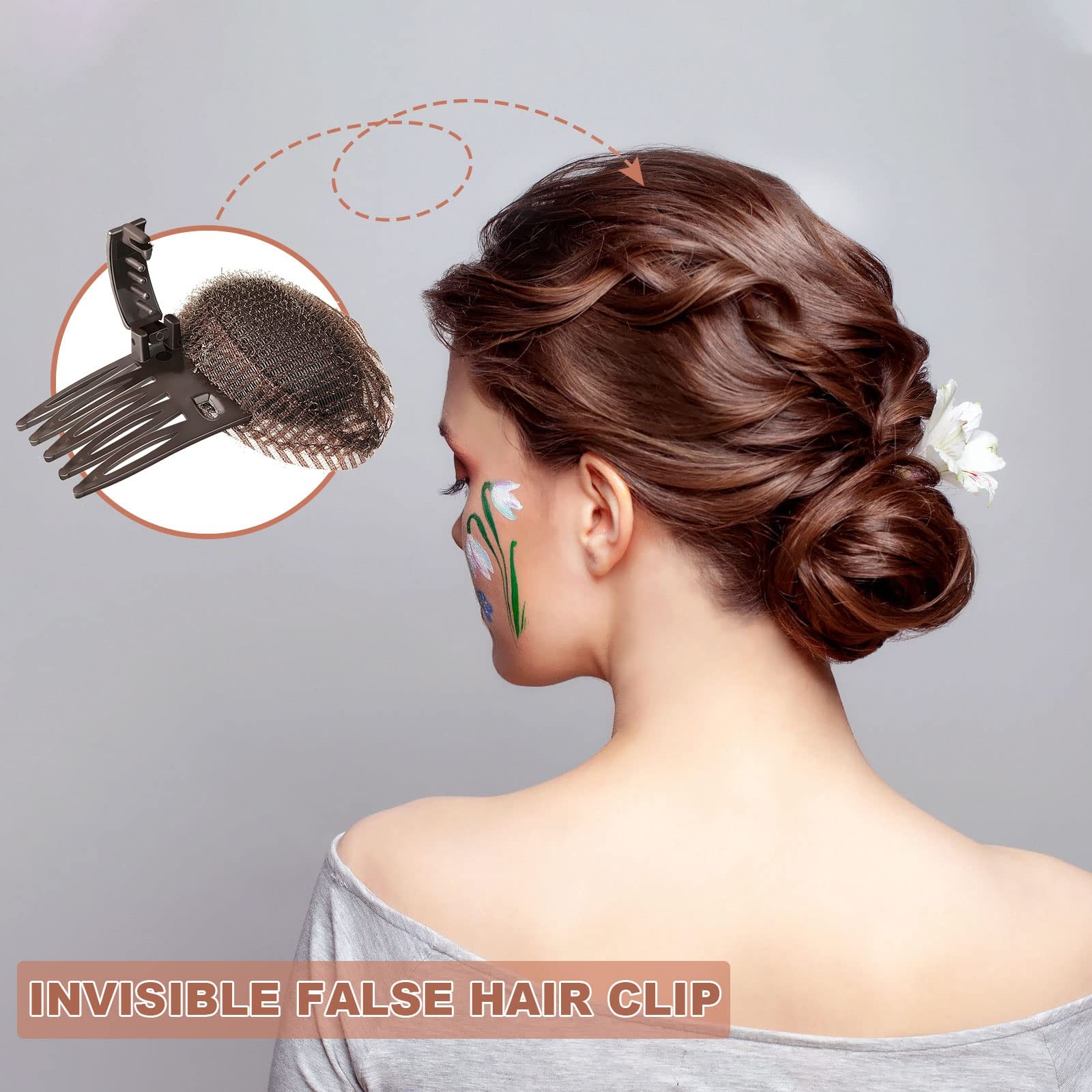 4 Pieces Puff Hair Accessories – Invisible Fluffy Sponge Clips, Front Comb Bu…