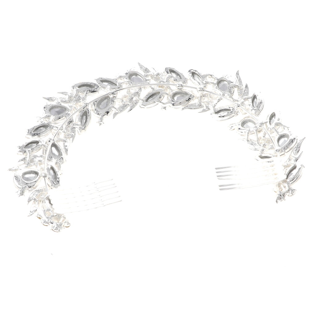 Silver Tone Metal Hair Comb With Rhinestone H3862-SCRY