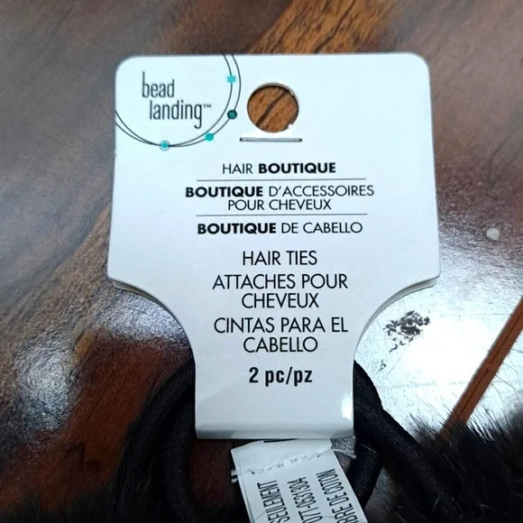 New Bead Landing 2 Black Hair Ties Faux Fur Scrunchies Fluffy