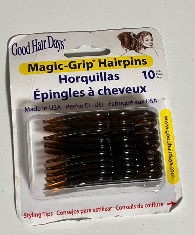 Good Hair Days Hair Pins – Plastic, U-shaped Magic Grip Hairpins, Tortoise Color