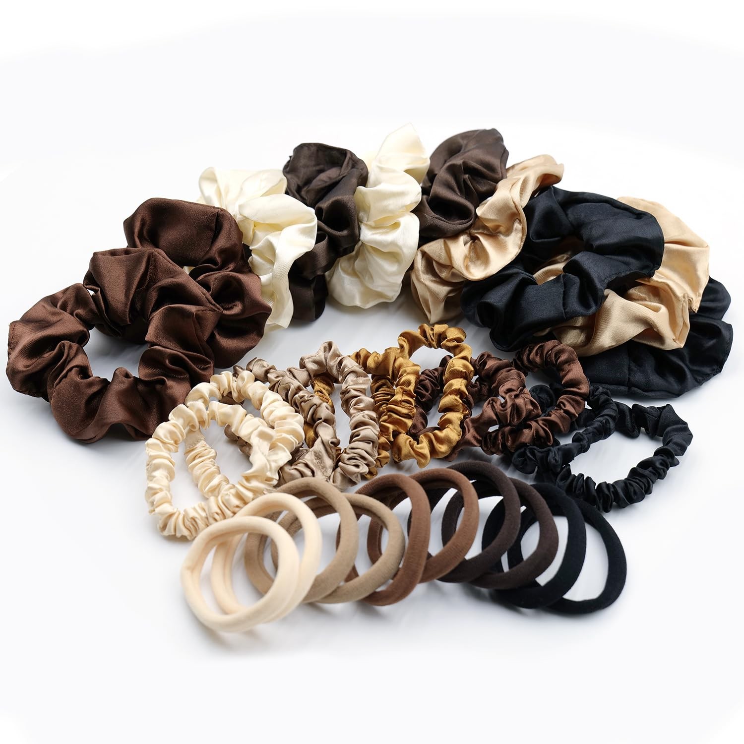 30 PCS Hair Ties Scrunchies Set For Women Big Satin Elastic Bands Ponytail Kit