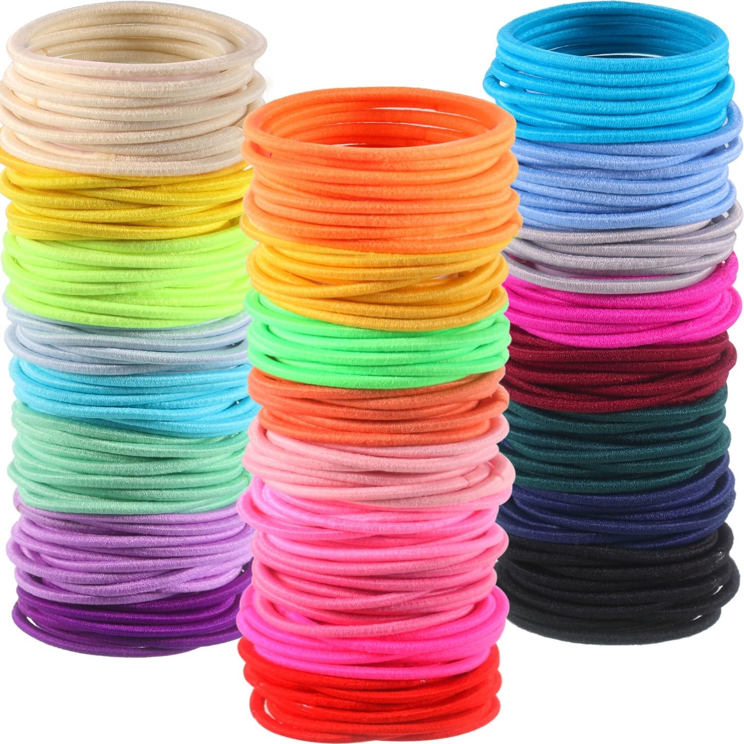 500 Pcs Bright Thin Hair Ties – Pain-Free Ponytail Holders, Multicolor Elastic B