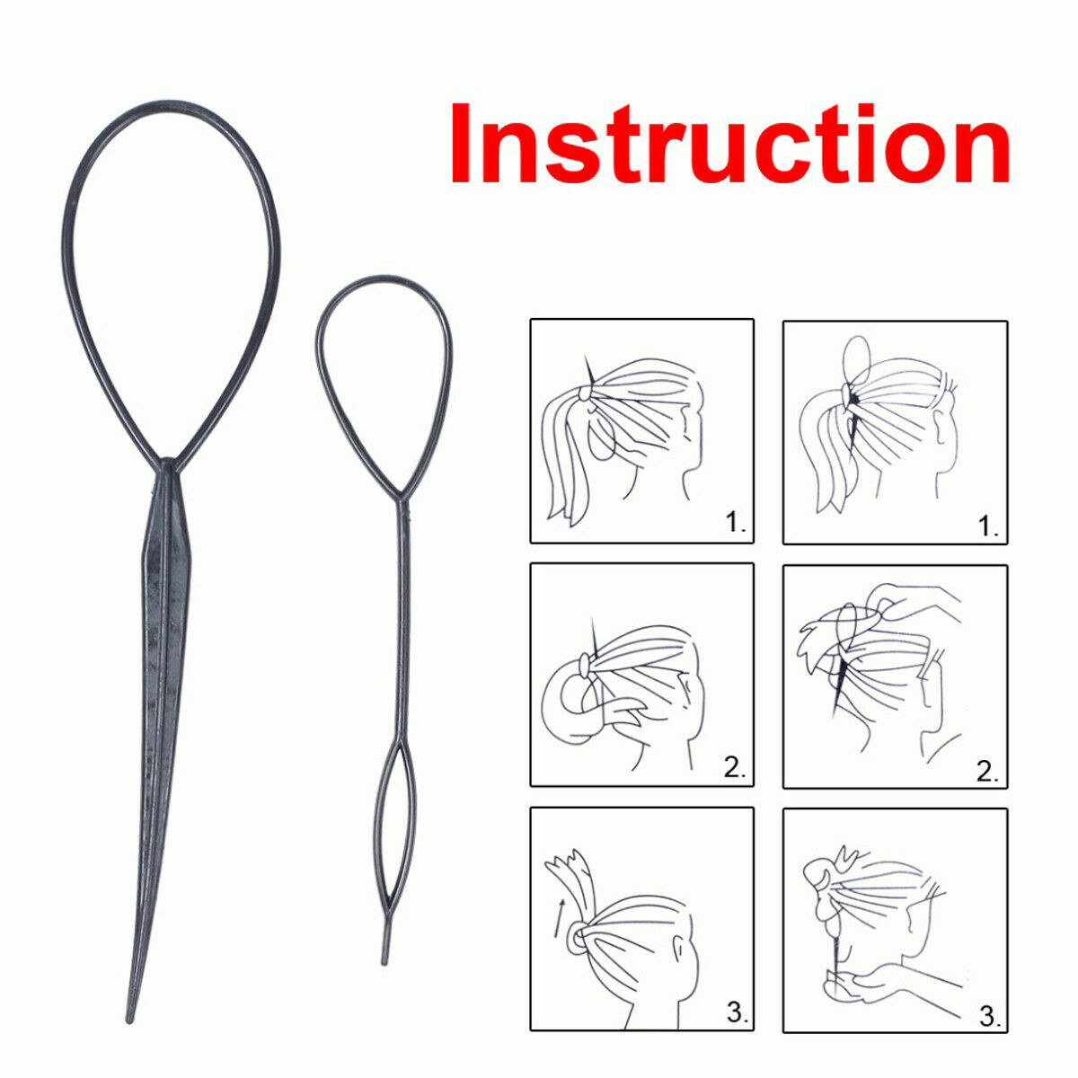2PCS Fashion Topsy Magic Simple Tail Hair Braid Ponytail Maker Clip Styling Tool