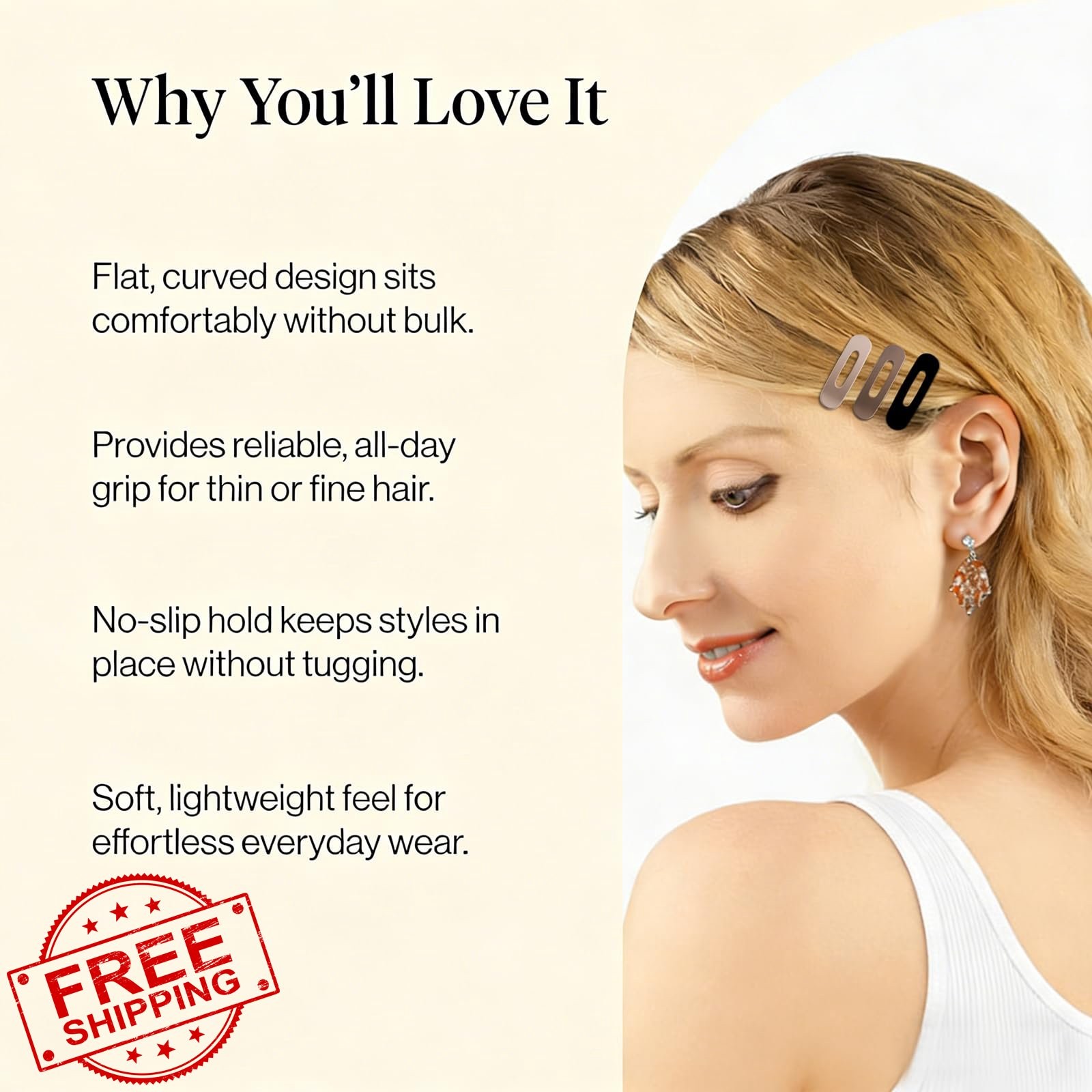Lahnie 10pk Small Matte Thin Hair Clips Neutral