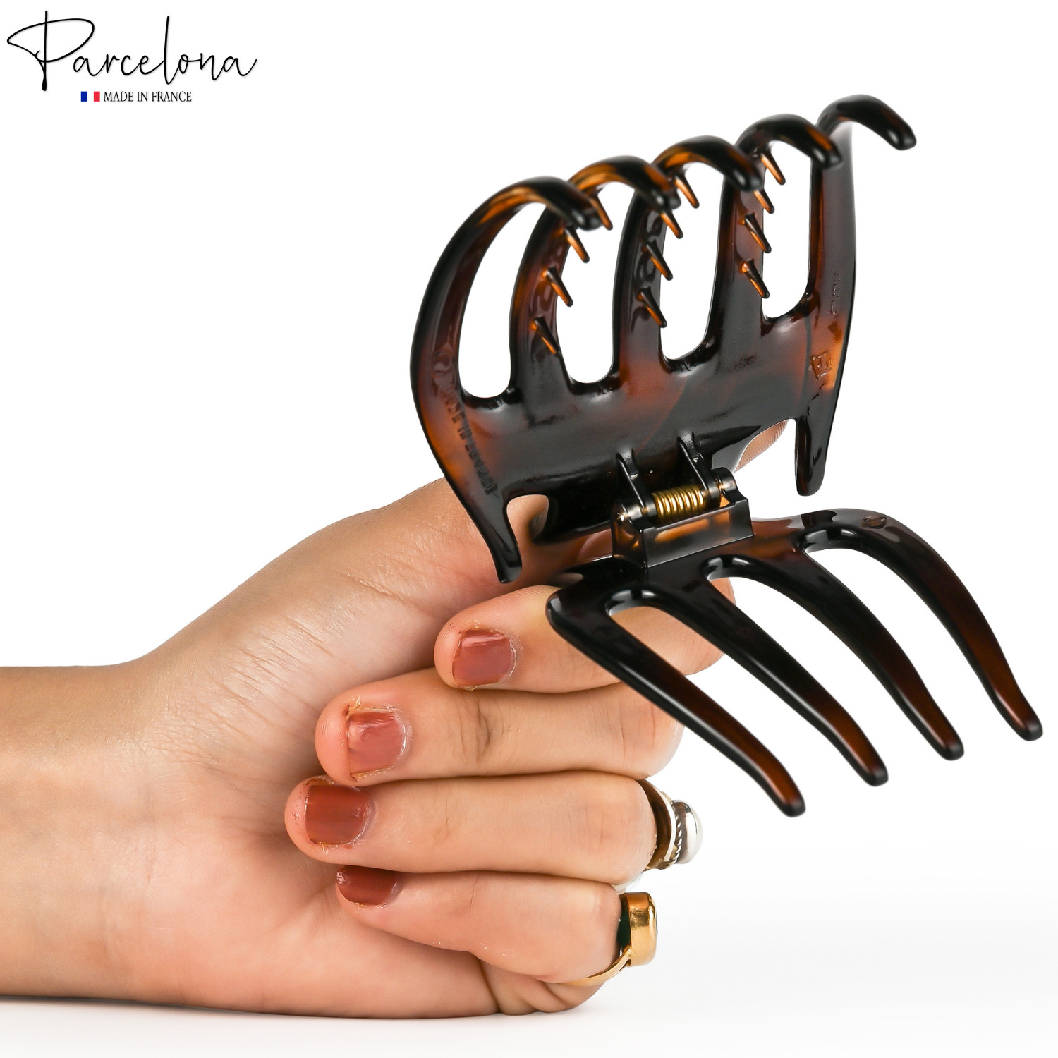 Parcelona French Octopus Hair Claw 3.25″ Tortoise Shell Cellulose Acetate Jaw