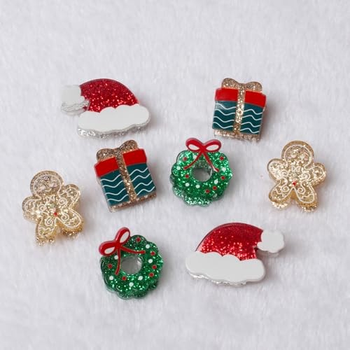 8pk Mini Christmas Claw Clips for Girls Cute Santa Hat Present Gingerbread Men
