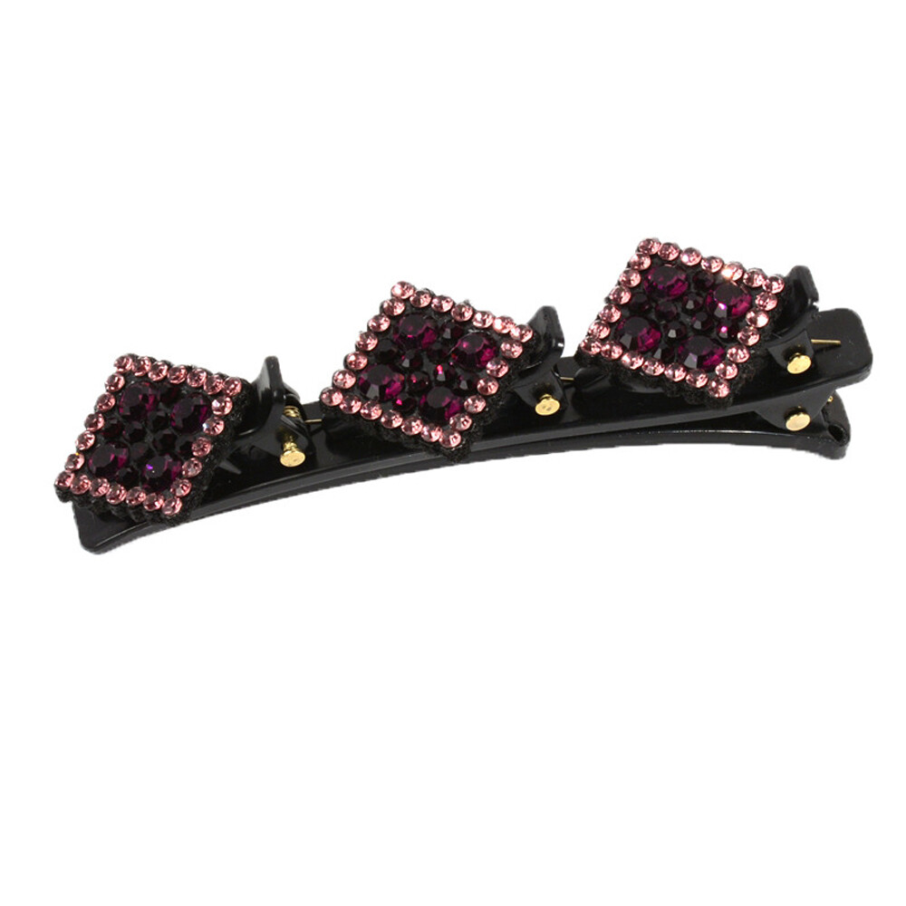 7PC Sparkling Crystal Stone Braided Hair Clips Satin Rhinestone Fabric Hair Clip