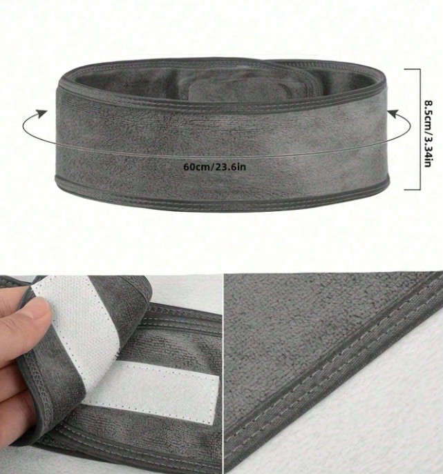 1pc Adjustable Non-Slip Spa Headband – Soft Wide Band for Makeup & Skincare – V2