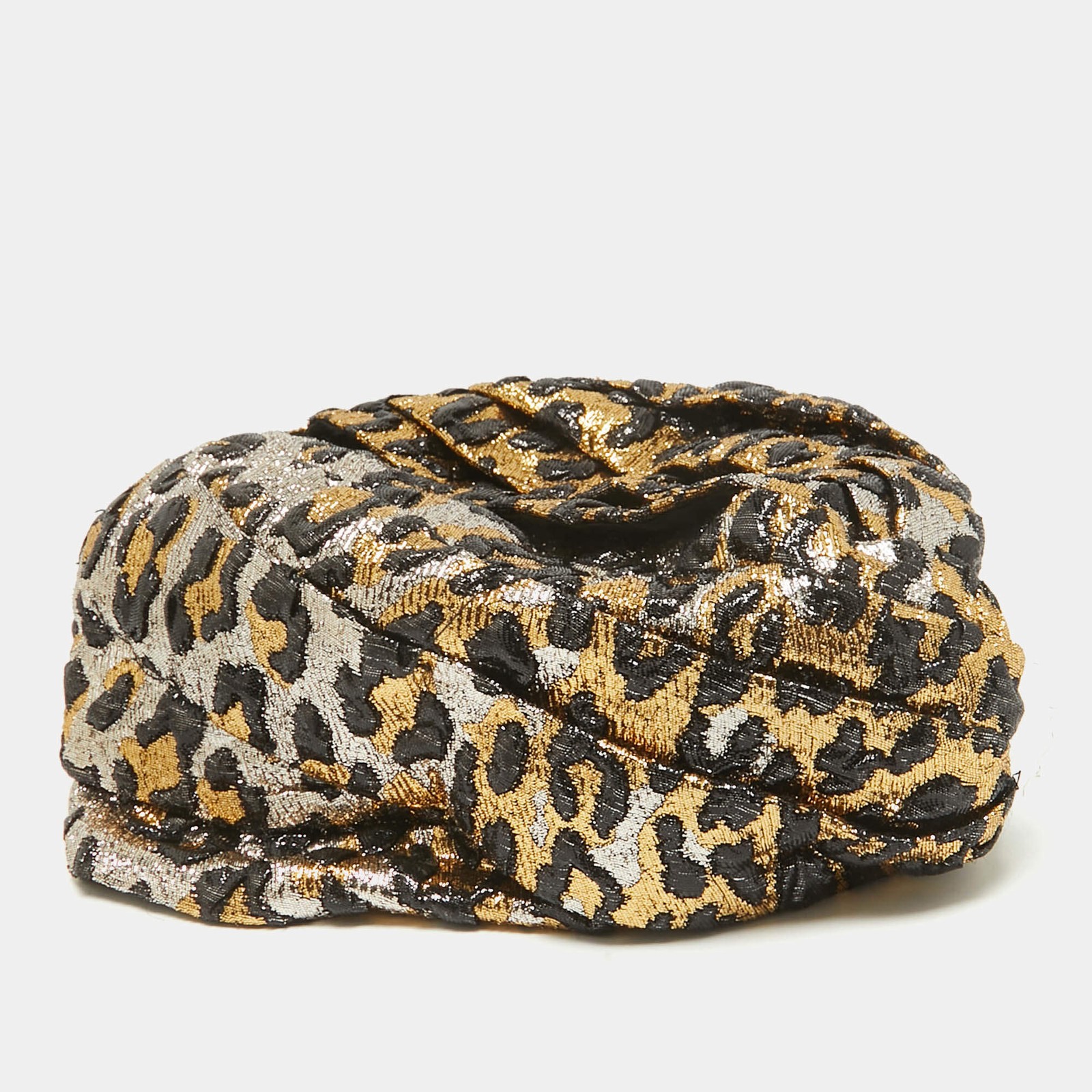 Gucci Metallic Leopard Pattern Lame Turban Headband M