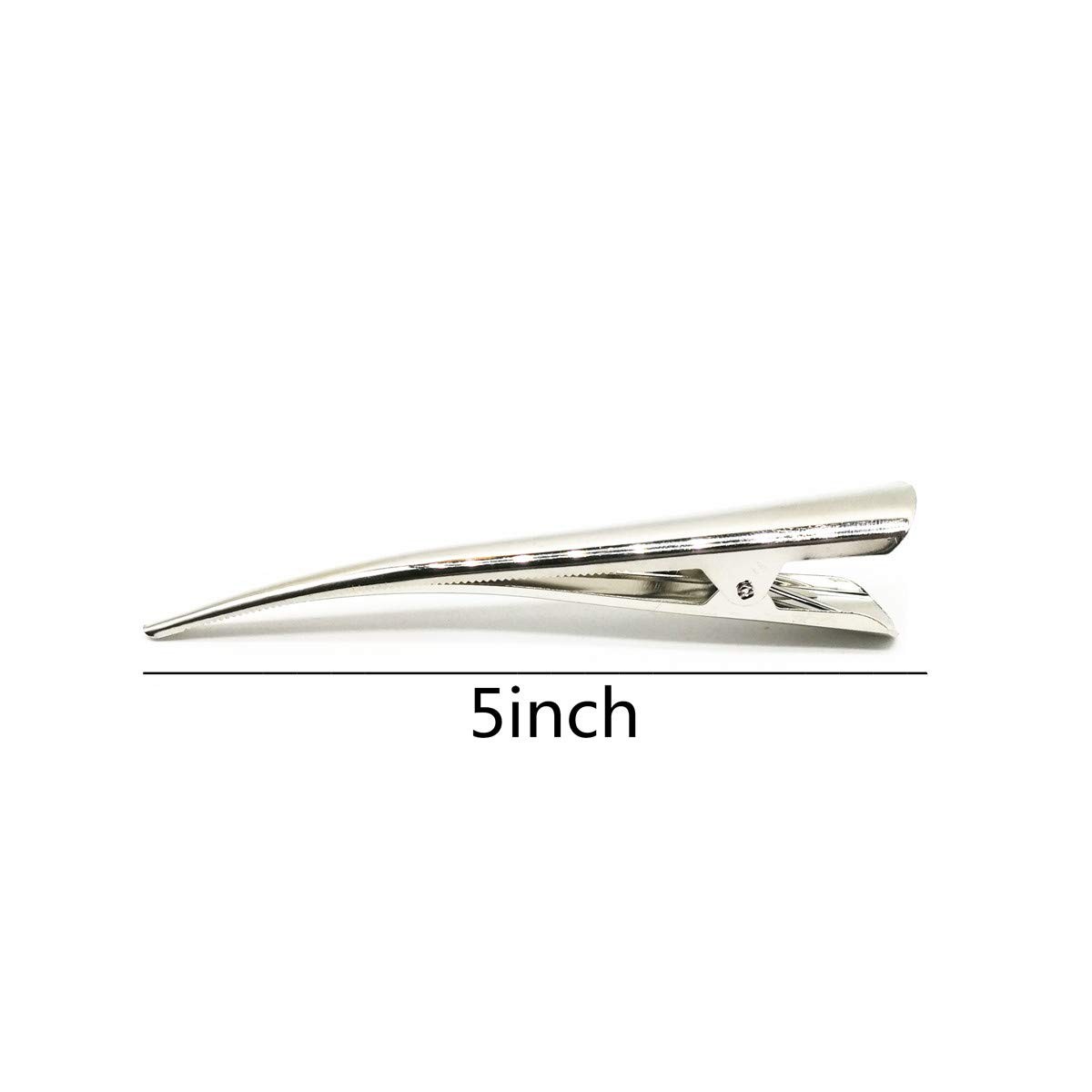 6 Pack Duckbill Hair Clips with Teeth, Metal Silvery Alligator Curl Clips Cro.