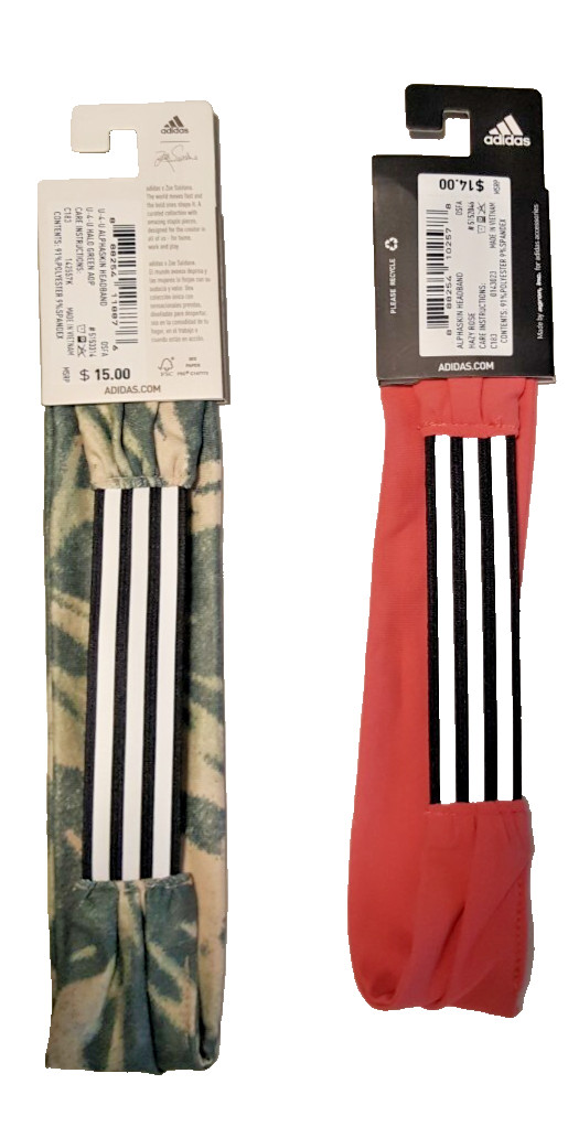 Adidas Unisex Zoe Saldana Green and Alphaskin Headband Orange Lot Of 2