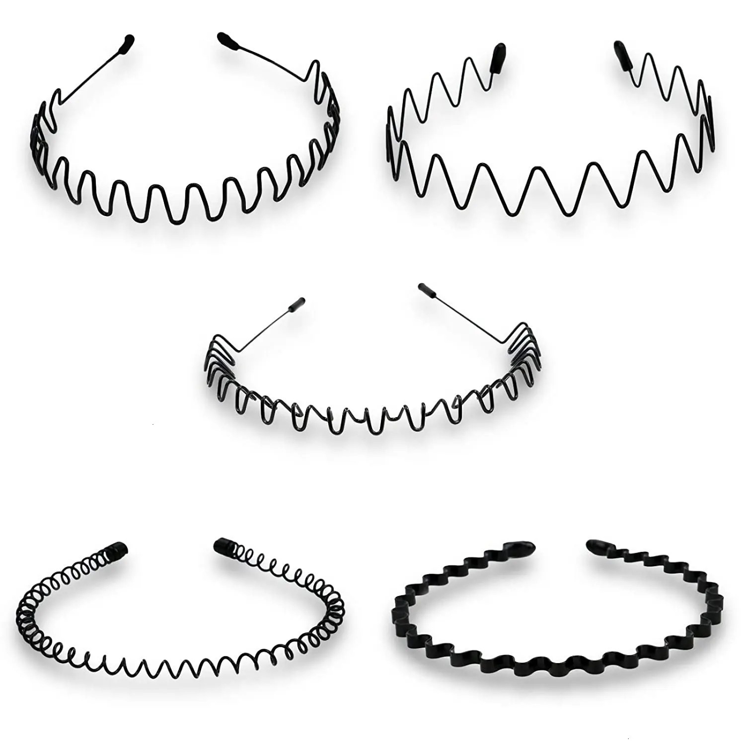 1-3Pcs Metal Hair Headband Wave Style Hoop Band Comb Hairband for Men Women