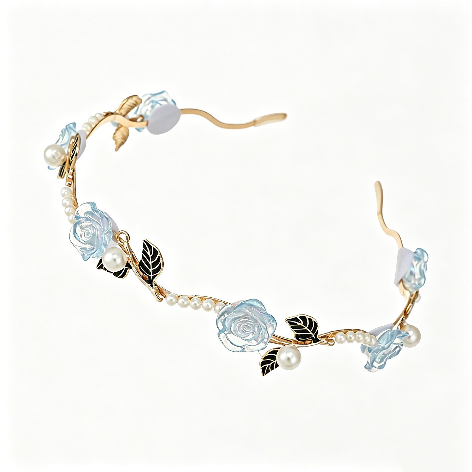 Summer Elegant Floral Hair Hoop, Pearl & Crystal Decor Headband for Daily