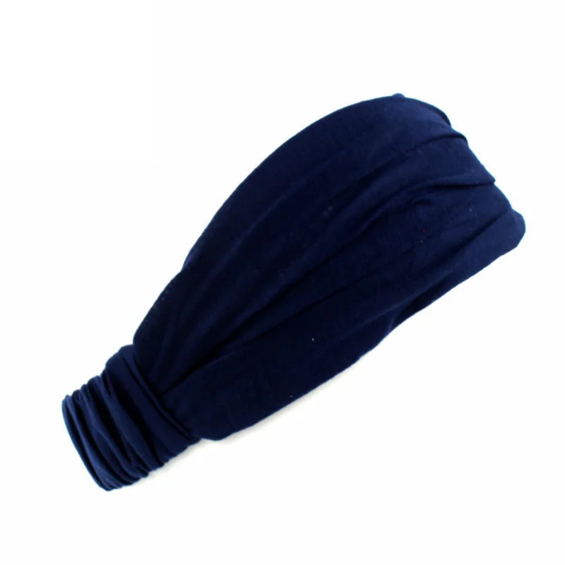 Summer Women Cotton Headband Elastic Wide Soft Sports Yoga Knotted Sweatband