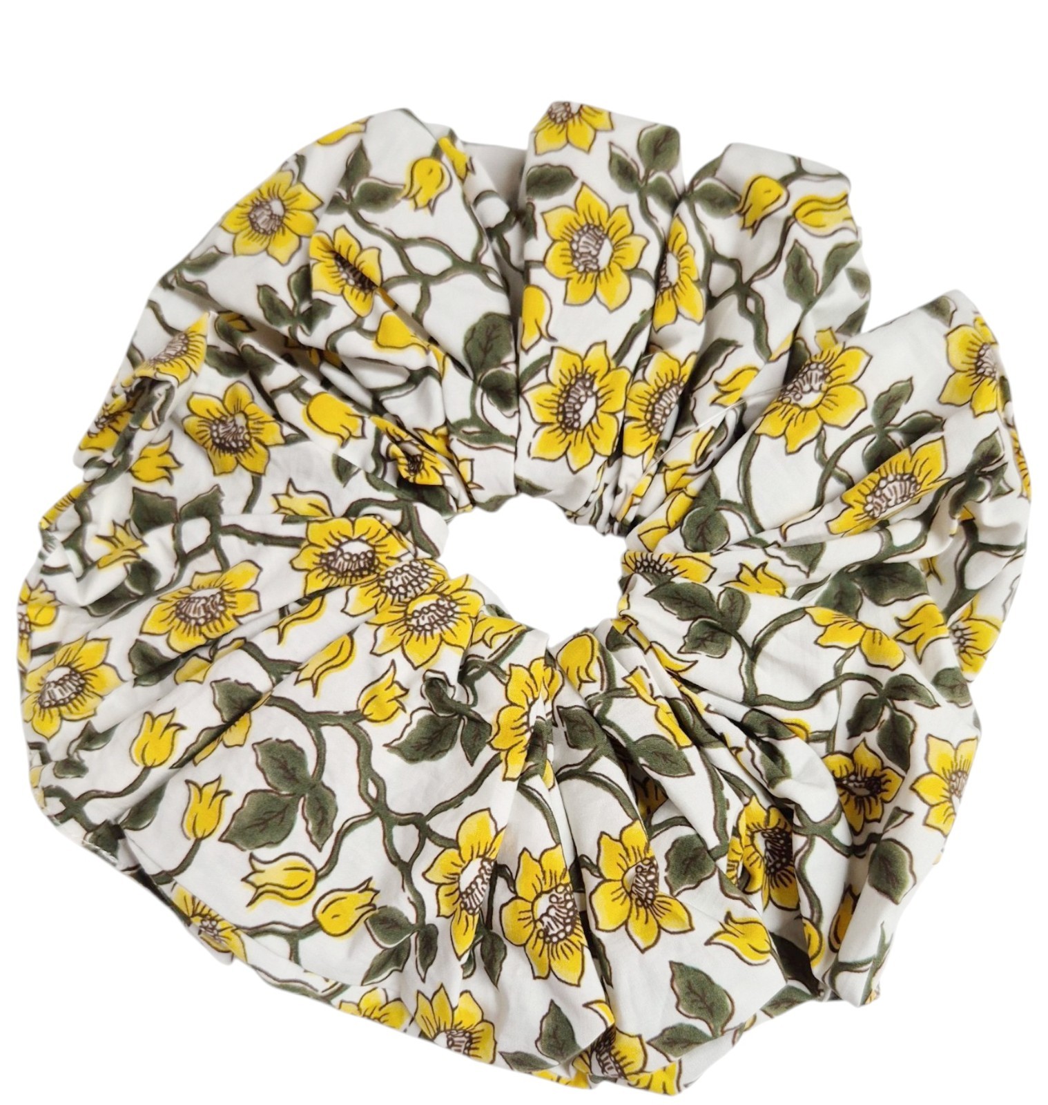J.Crew Oversized Floral Printed Scrunchie Yellow Multi BZ264 Cotton Blend NWT