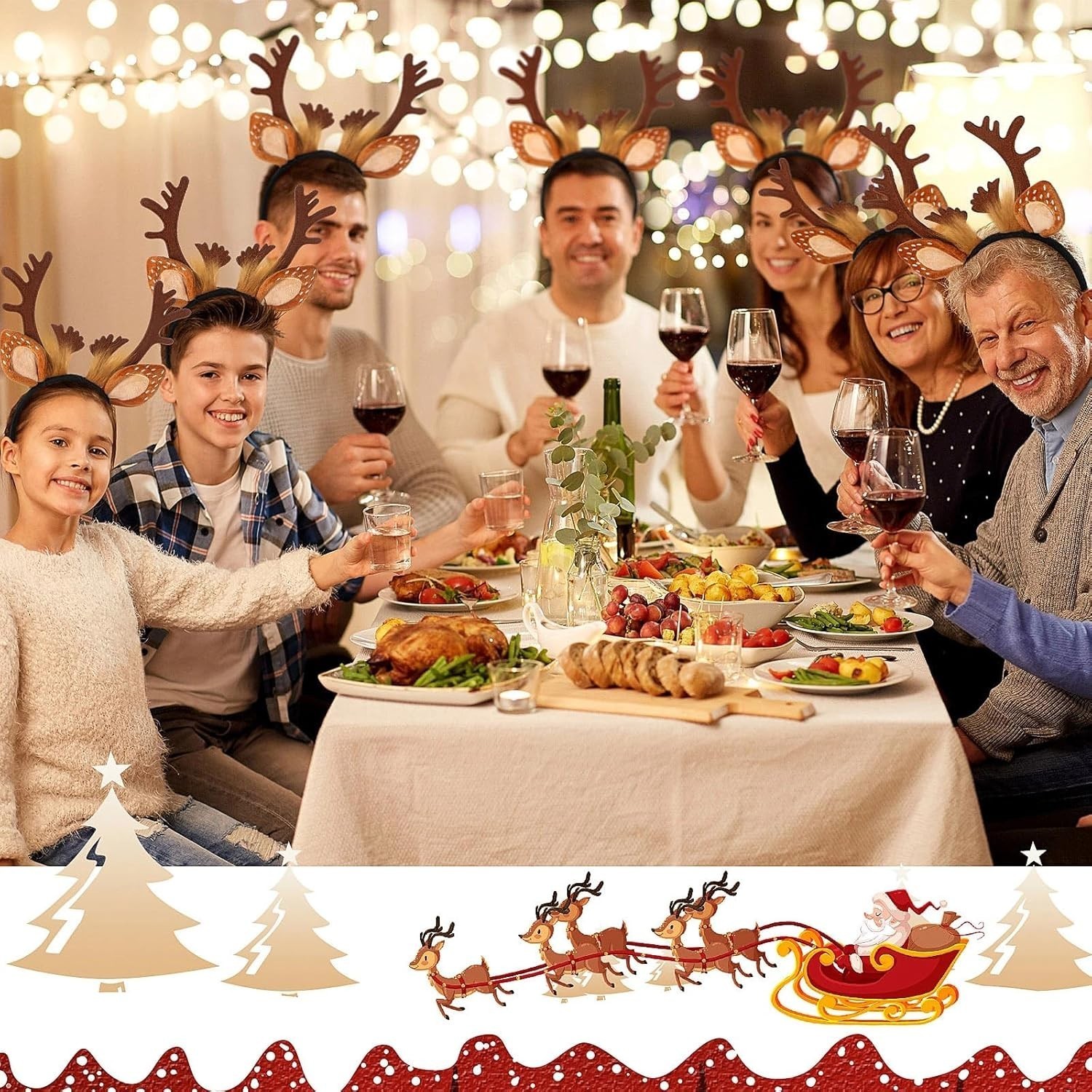 12 Pcs Reindeer Antlers Headbands Adults Christmas Antlers Headband