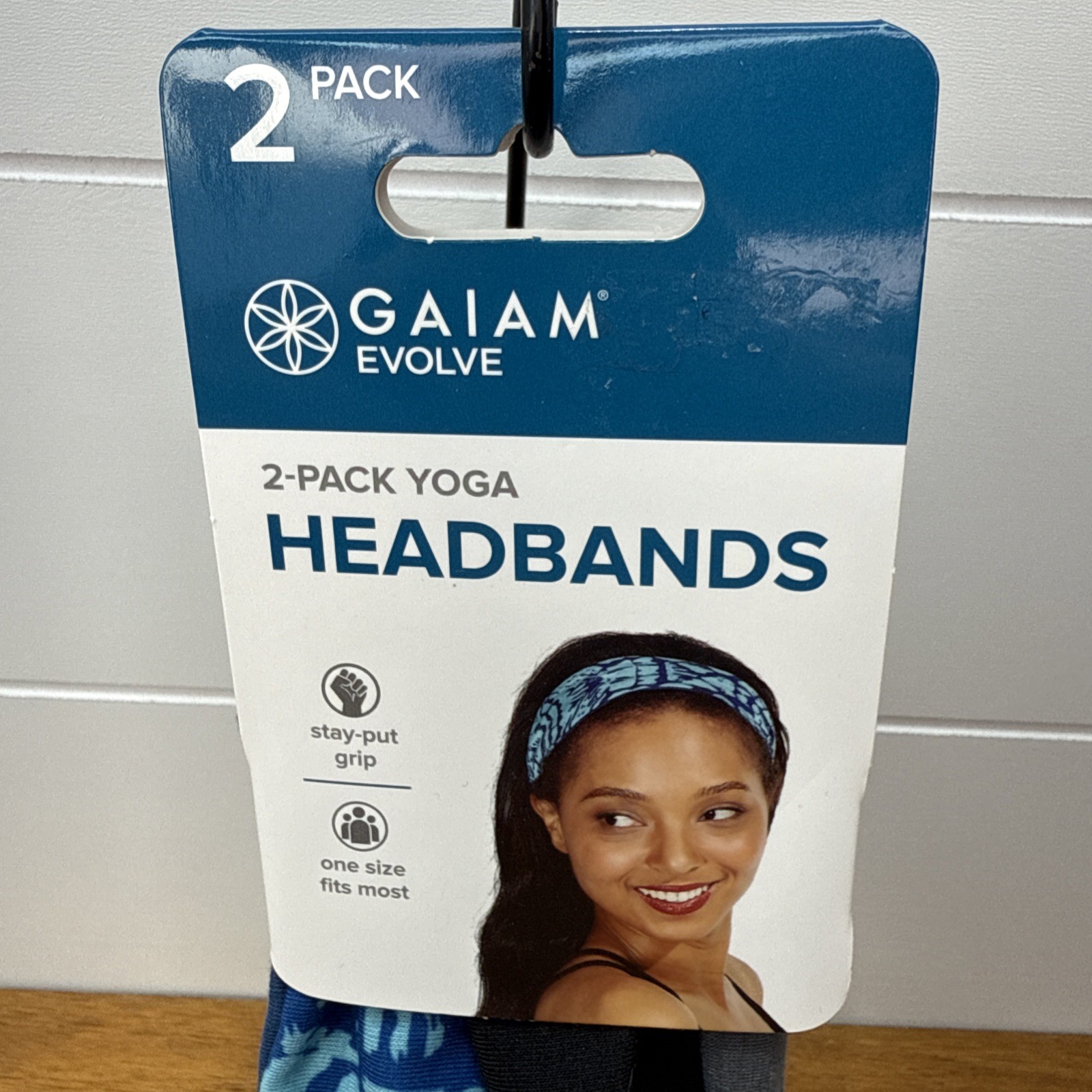 Gaiam Evolve Yoga Headbands 2-Pack Stay Put Grip One Size Tie Dye Black Gray NWT