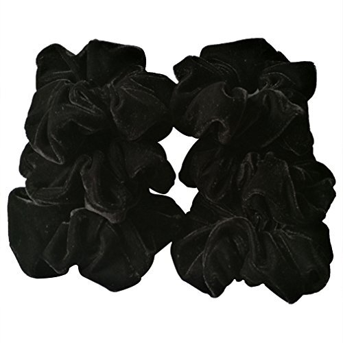 6 Pcs Black Color Large Size Velvet Scrunchies for Women Hair Assorted Colors