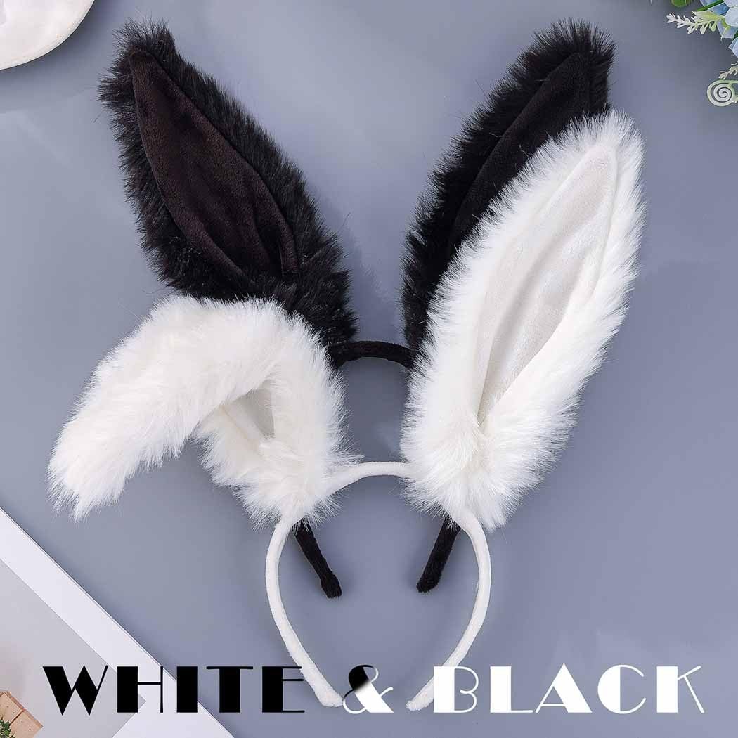 Aceorna White Bunny Ears Furry Rabbit Headbands Cute One Size,