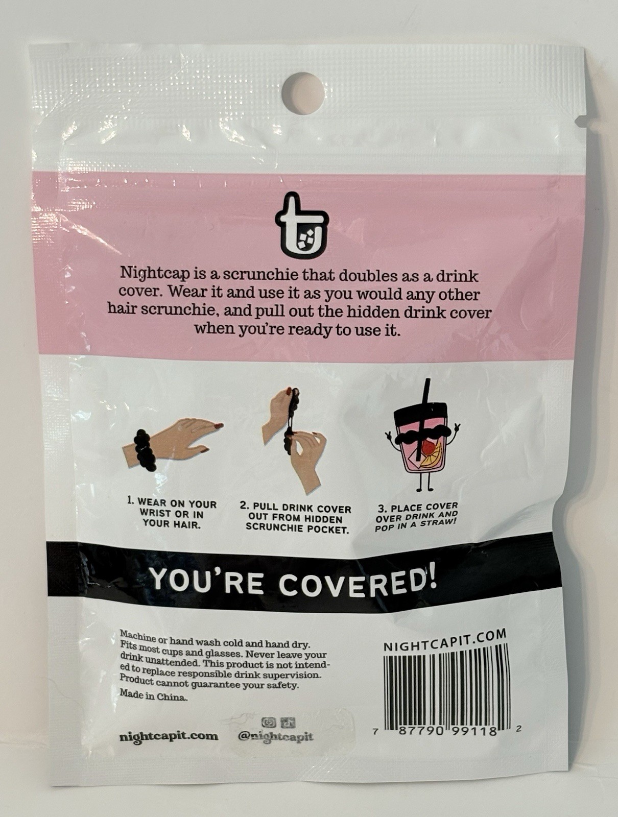 Nightcap Drink Cover Scrunchie-Reusable Drink Spiking Prevention Scrunchie NEW