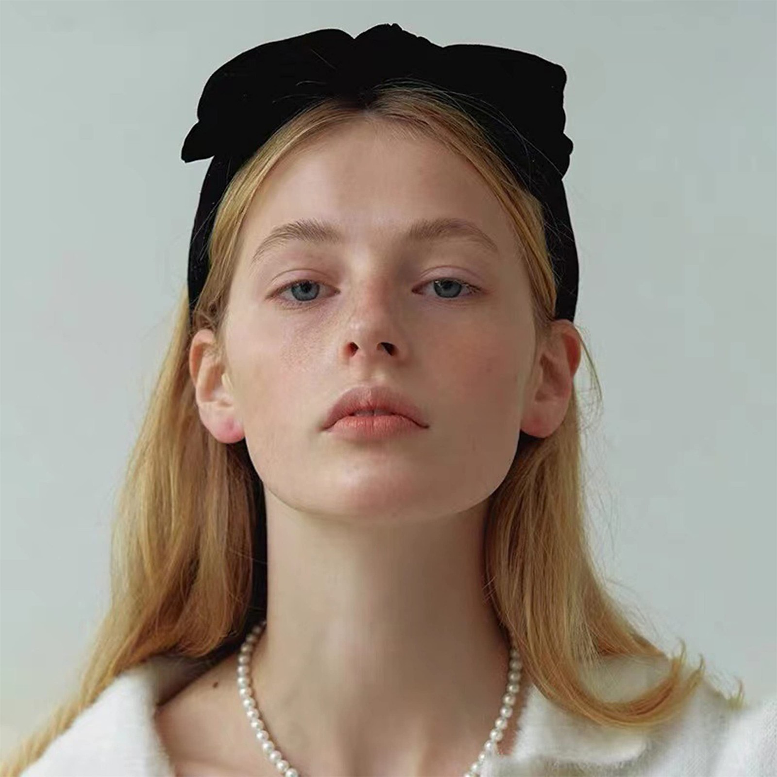 Dainty Black Velvet Knot Bow Turban Wide Headband for Yoga Fashion Hair