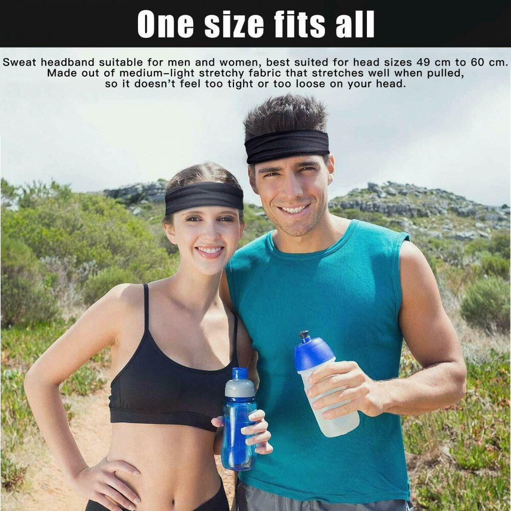 Moisture Wicking Sports Headband Sweat Band Elastic Wide Hair Band for Men Women