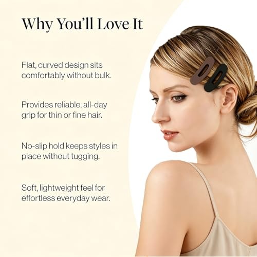 Lahnie Small Flat Hair Clips for Women Girls – 8 Pack Flat Claw Neutral Matte